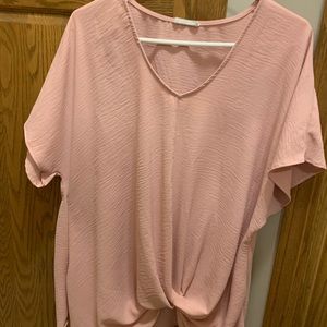 Beautiful light pink blouse. Flattering style with gathered front. NS home